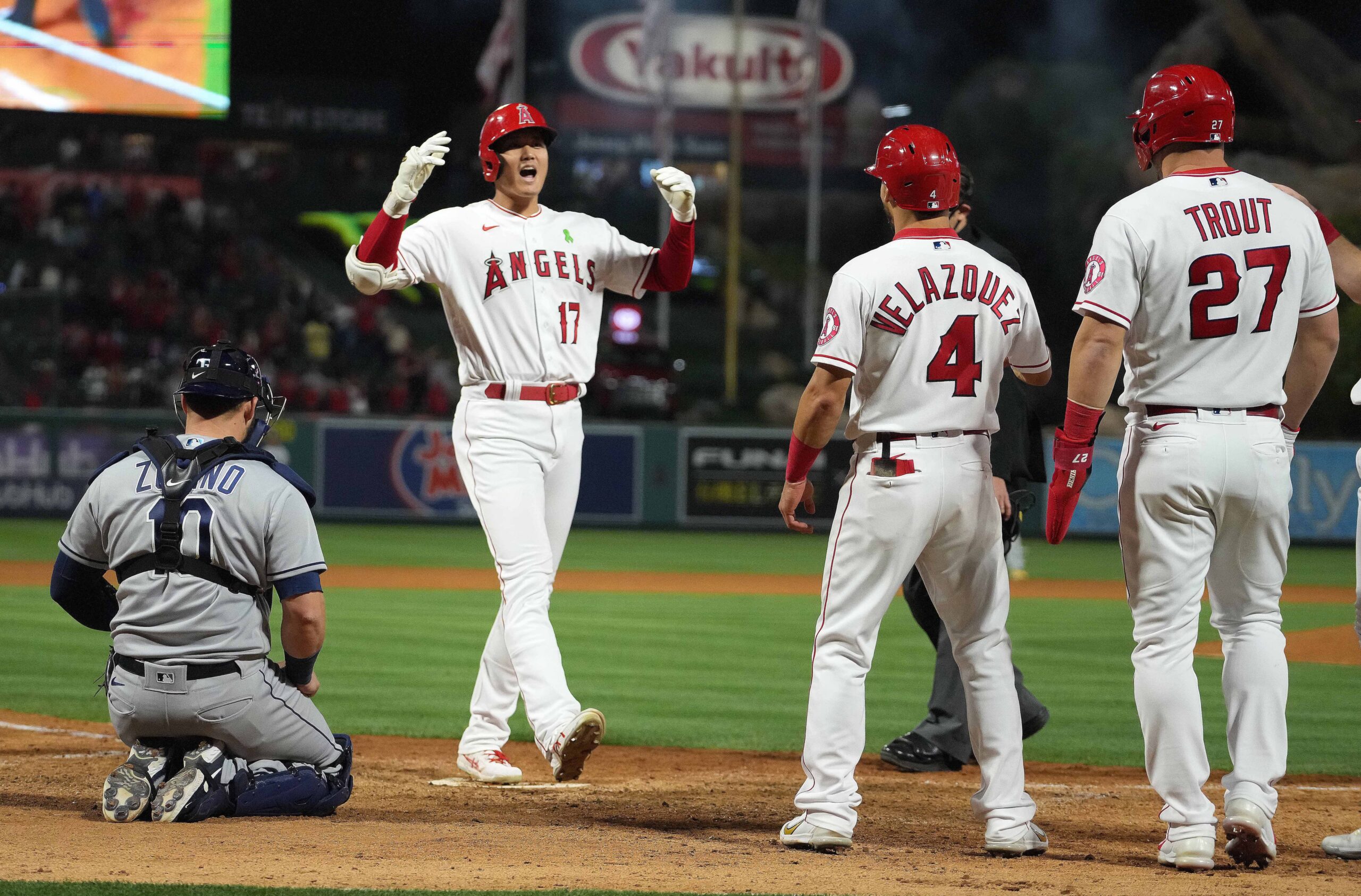 Shohei Ohtani, Andrew Velazquez, Mike Trout