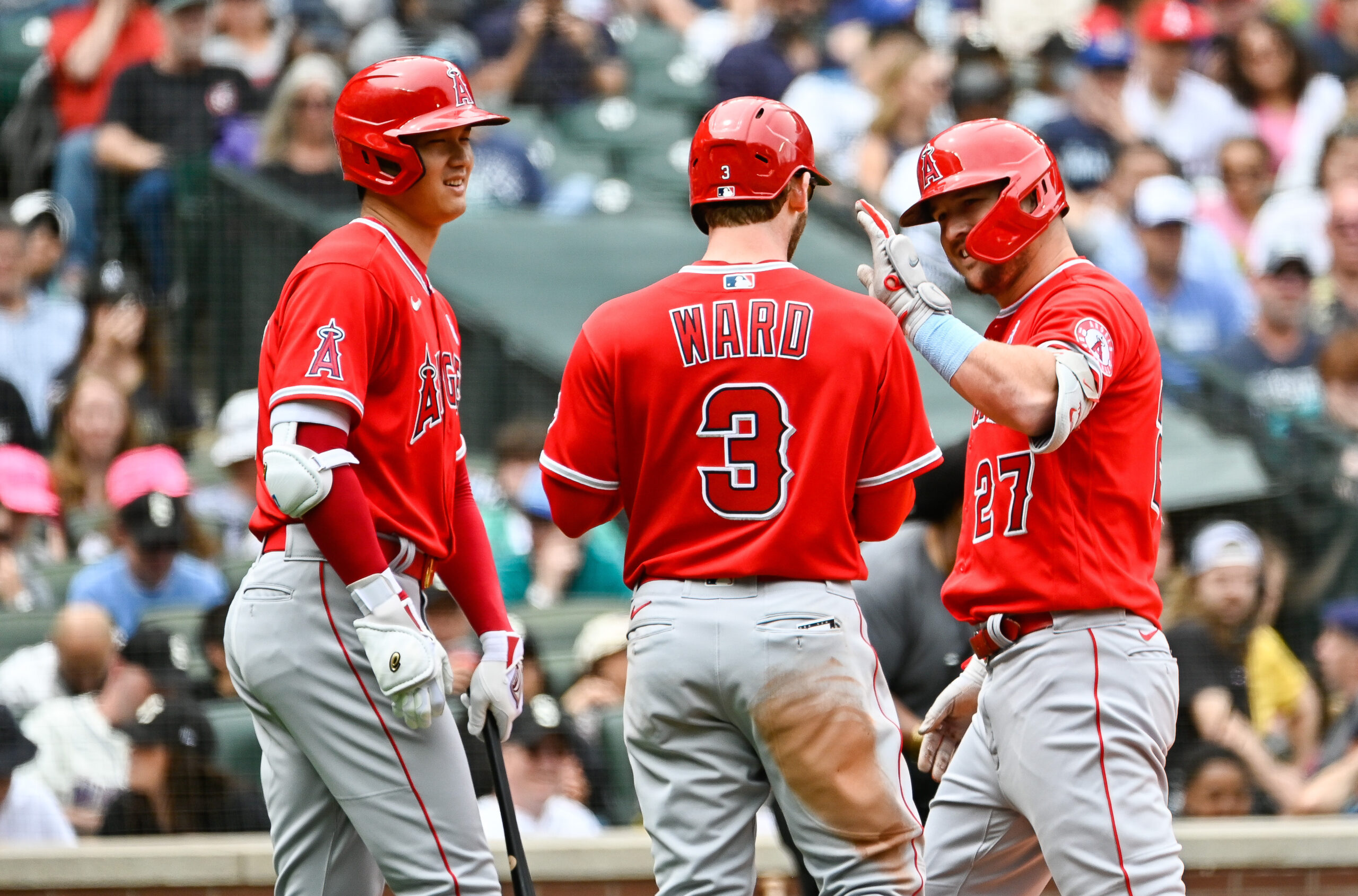 Shohei Ohtani, Taylor Ward, Mike Trout